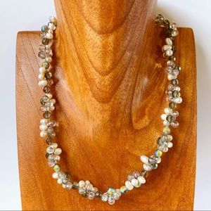 Natural Pearl Crystal Wire Necklace